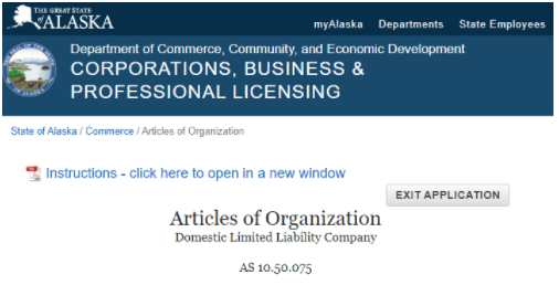 Alaska Certificate of formation step 4